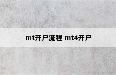 mt开户流程 mt4开户